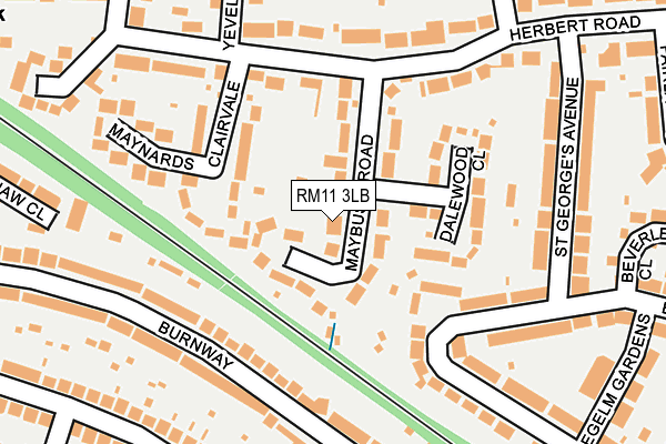 RM11 3LB map - OS OpenMap – Local (Ordnance Survey)