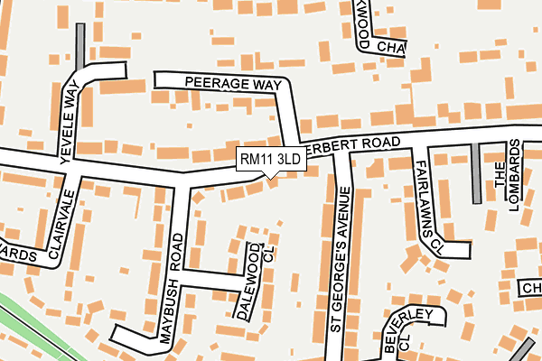 RM11 3LD map - OS OpenMap – Local (Ordnance Survey)