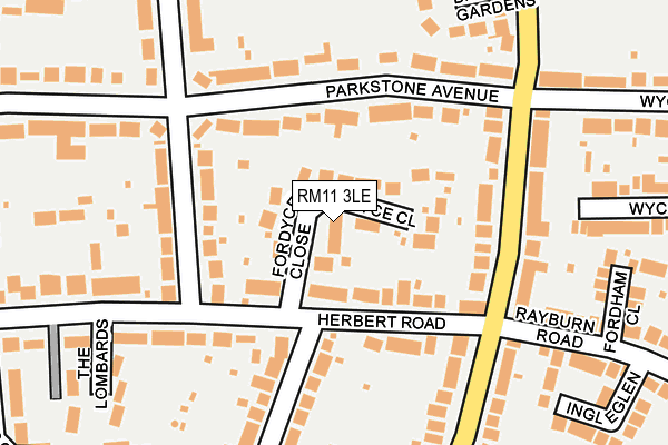 RM11 3LE map - OS OpenMap – Local (Ordnance Survey)