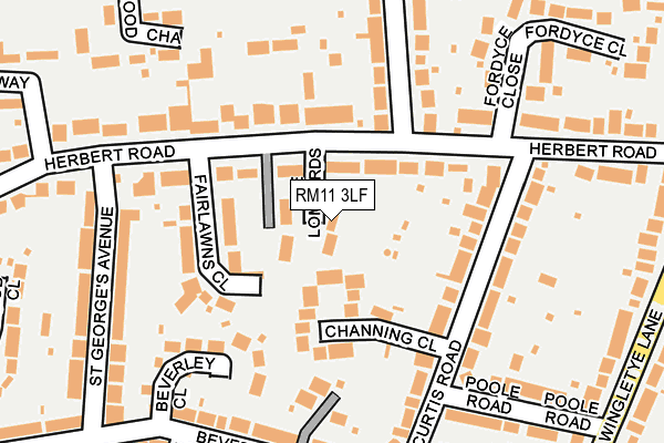 RM11 3LF map - OS OpenMap – Local (Ordnance Survey)