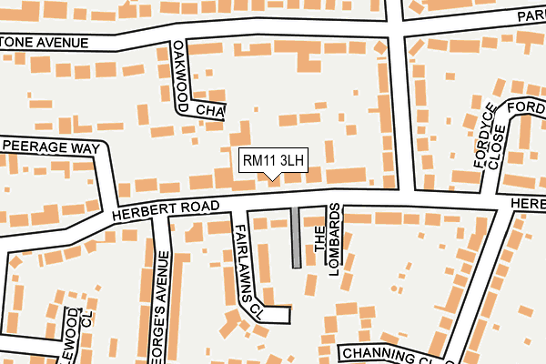 RM11 3LH map - OS OpenMap – Local (Ordnance Survey)