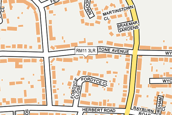 RM11 3LR map - OS OpenMap – Local (Ordnance Survey)