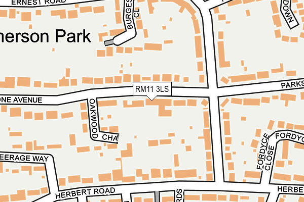 RM11 3LS map - OS OpenMap – Local (Ordnance Survey)