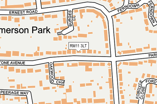 RM11 3LT map - OS OpenMap – Local (Ordnance Survey)