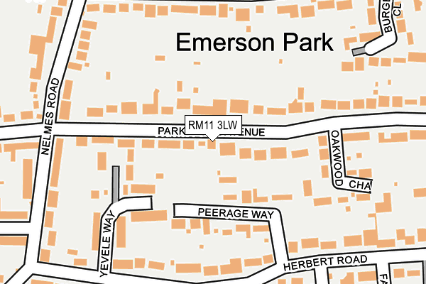 RM11 3LW map - OS OpenMap – Local (Ordnance Survey)