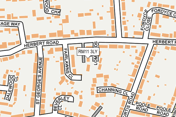 RM11 3LY map - OS OpenMap – Local (Ordnance Survey)