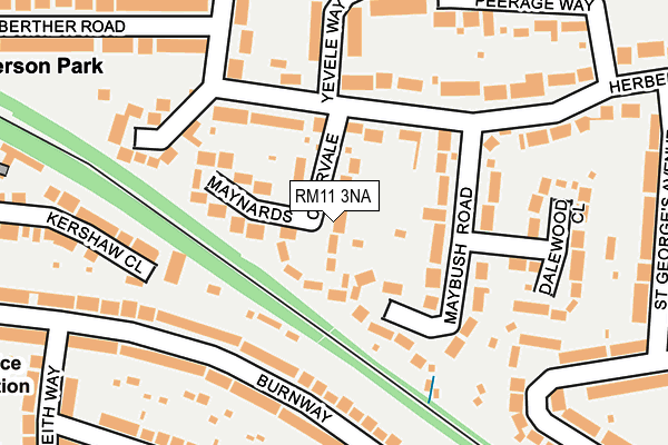 RM11 3NA map - OS OpenMap – Local (Ordnance Survey)