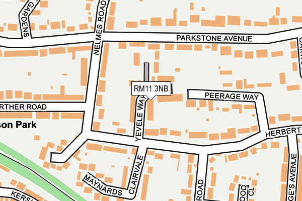 RM11 3NB map - OS OpenMap – Local (Ordnance Survey)