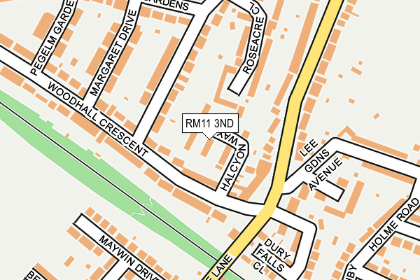 RM11 3ND map - OS OpenMap – Local (Ordnance Survey)