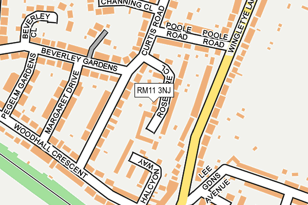 RM11 3NJ map - OS OpenMap – Local (Ordnance Survey)