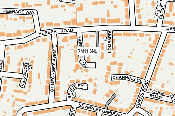 RM11 3NL map - OS OpenMap – Local (Ordnance Survey)