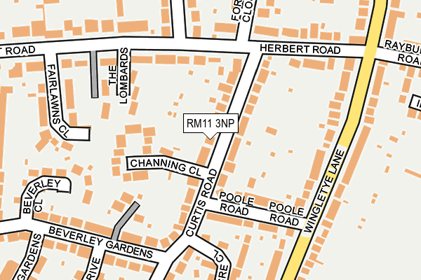 RM11 3NP map - OS OpenMap – Local (Ordnance Survey)