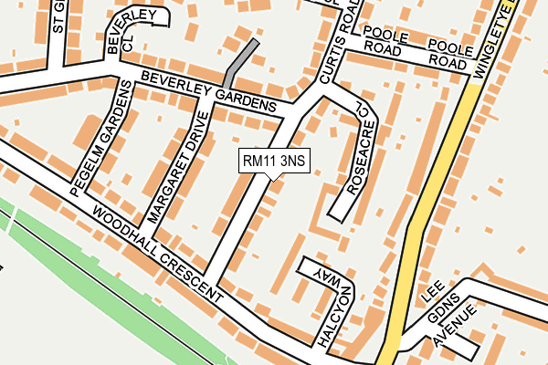 RM11 3NS map - OS OpenMap – Local (Ordnance Survey)