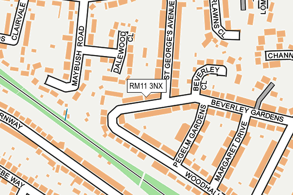 RM11 3NX map - OS OpenMap – Local (Ordnance Survey)