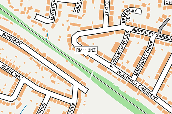 RM11 3NZ map - OS OpenMap – Local (Ordnance Survey)