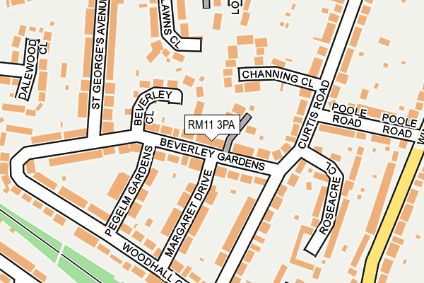 RM11 3PA map - OS OpenMap – Local (Ordnance Survey)