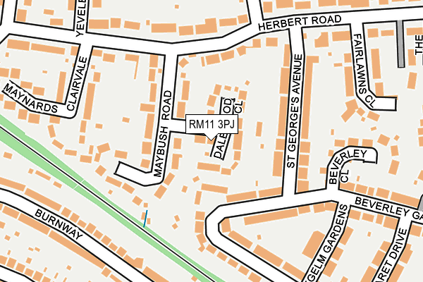 RM11 3PJ map - OS OpenMap – Local (Ordnance Survey)