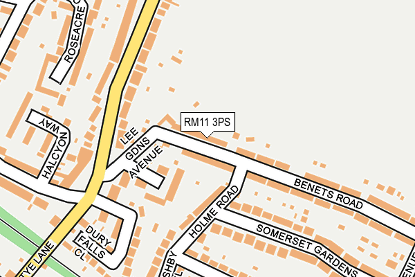 RM11 3PS map - OS OpenMap – Local (Ordnance Survey)