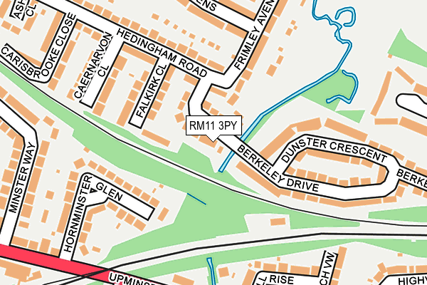 RM11 3PY map - OS OpenMap – Local (Ordnance Survey)