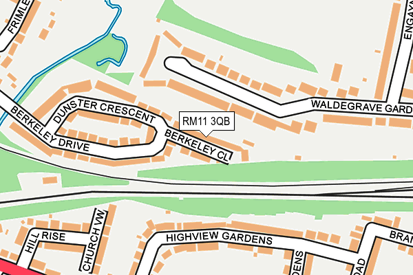 RM11 3QB map - OS OpenMap – Local (Ordnance Survey)