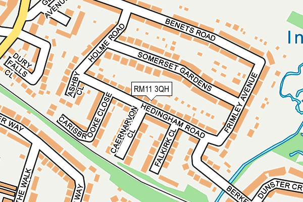 RM11 3QH map - OS OpenMap – Local (Ordnance Survey)