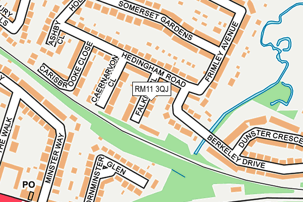 RM11 3QJ map - OS OpenMap – Local (Ordnance Survey)