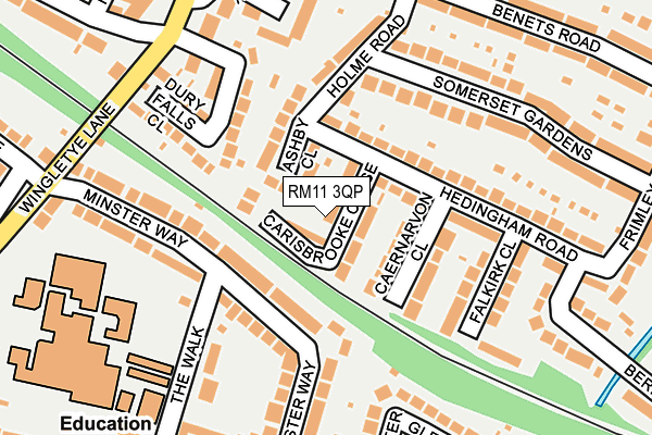 RM11 3QP map - OS OpenMap – Local (Ordnance Survey)