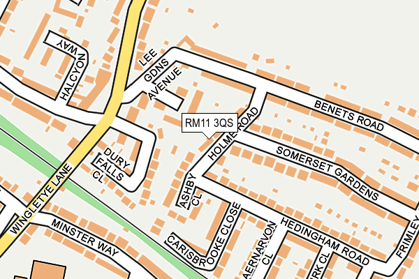 RM11 3QS map - OS OpenMap – Local (Ordnance Survey)