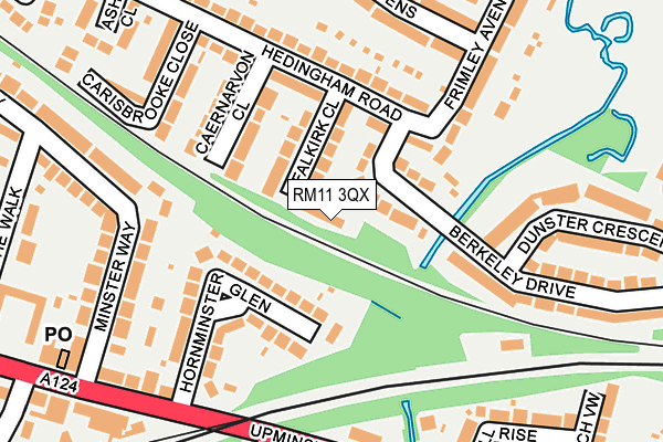 RM11 3QX map - OS OpenMap – Local (Ordnance Survey)