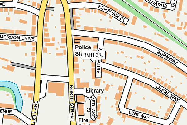 RM11 3RJ map - OS OpenMap – Local (Ordnance Survey)