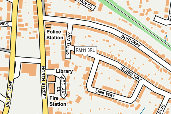 RM11 3RL map - OS OpenMap – Local (Ordnance Survey)