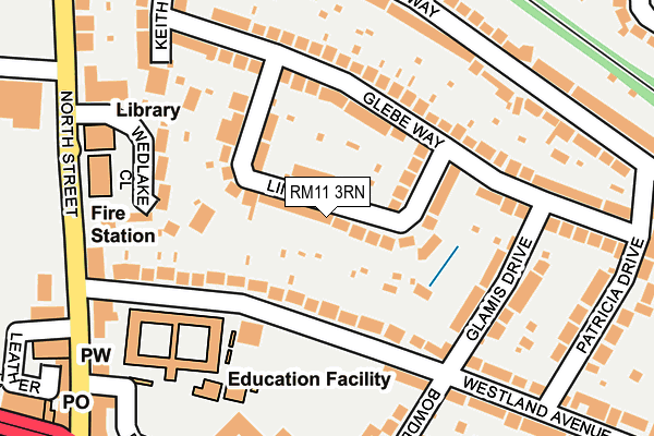 RM11 3RN map - OS OpenMap – Local (Ordnance Survey)