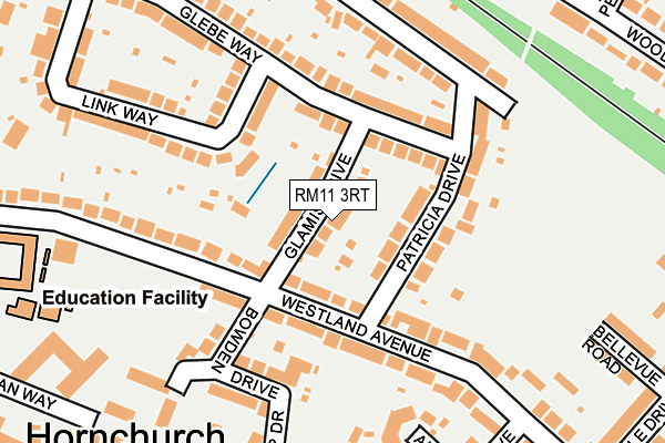 RM11 3RT map - OS OpenMap – Local (Ordnance Survey)