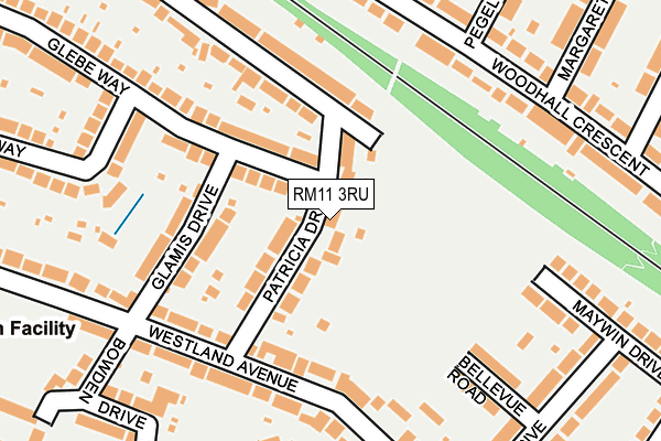 RM11 3RU map - OS OpenMap – Local (Ordnance Survey)