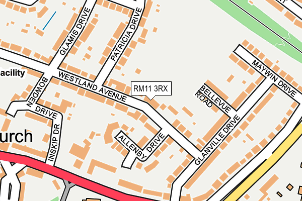 RM11 3RX map - OS OpenMap – Local (Ordnance Survey)