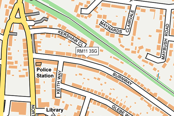 RM11 3SG map - OS OpenMap – Local (Ordnance Survey)