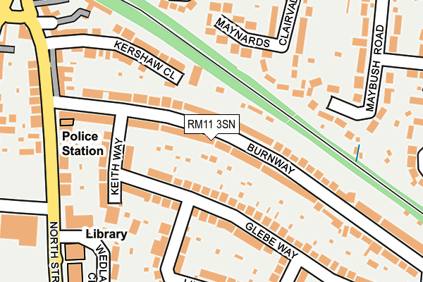 RM11 3SN map - OS OpenMap – Local (Ordnance Survey)