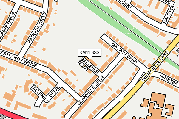 RM11 3SS map - OS OpenMap – Local (Ordnance Survey)