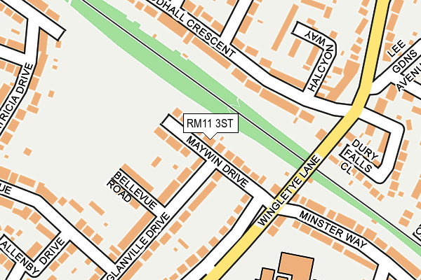 RM11 3ST map - OS OpenMap – Local (Ordnance Survey)