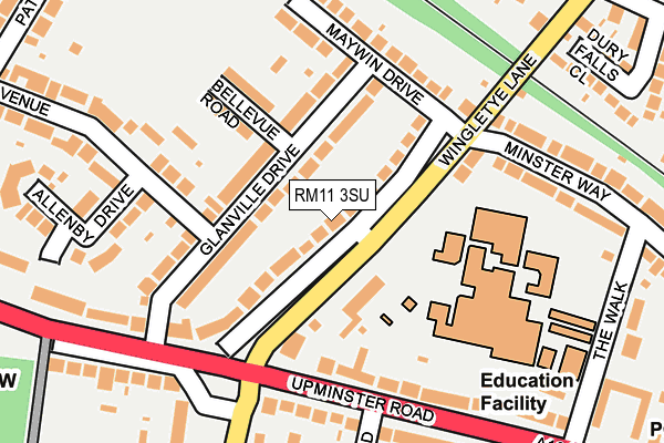 RM11 3SU map - OS OpenMap – Local (Ordnance Survey)