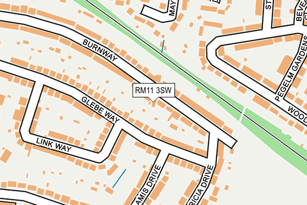 RM11 3SW map - OS OpenMap – Local (Ordnance Survey)