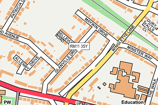 RM11 3SY map - OS OpenMap – Local (Ordnance Survey)