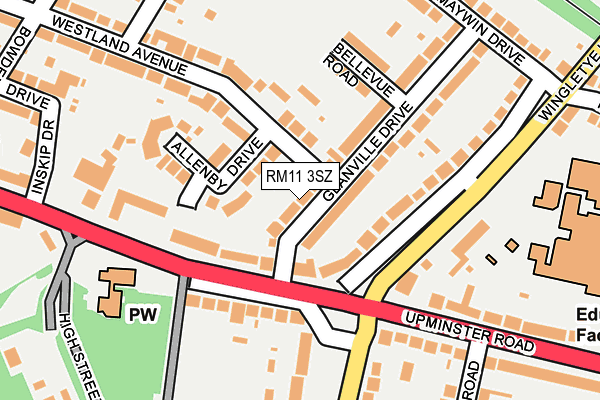 RM11 3SZ map - OS OpenMap – Local (Ordnance Survey)