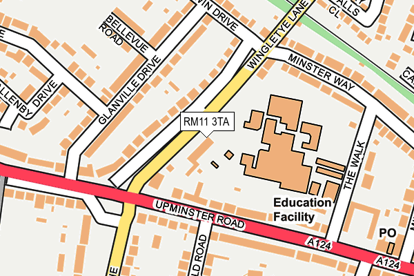 RM11 3TA map - OS OpenMap – Local (Ordnance Survey)