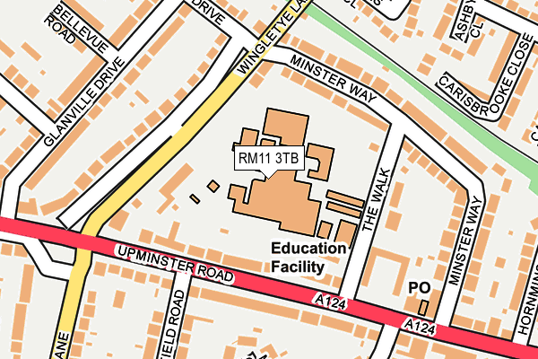 RM11 3TB map - OS OpenMap – Local (Ordnance Survey)