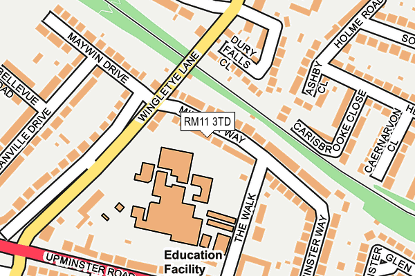 RM11 3TD map - OS OpenMap – Local (Ordnance Survey)