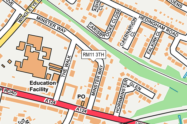 RM11 3TH map - OS OpenMap – Local (Ordnance Survey)