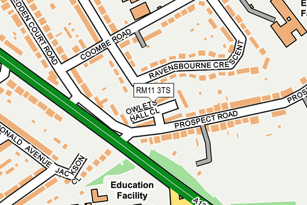RM11 3TS map - OS OpenMap – Local (Ordnance Survey)