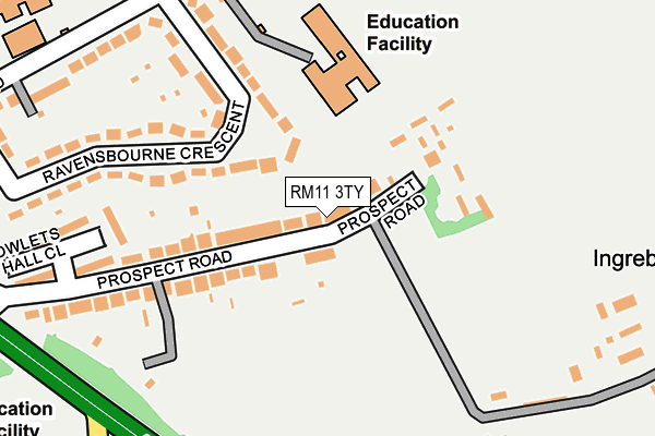 RM11 3TY map - OS OpenMap – Local (Ordnance Survey)