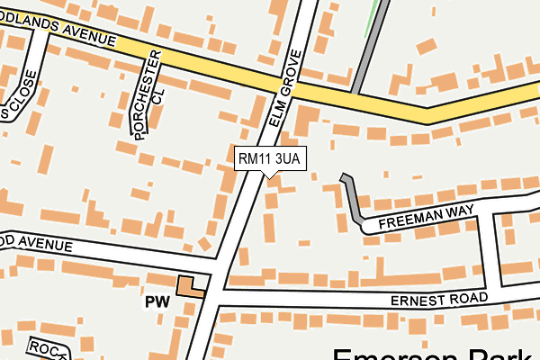 RM11 3UA map - OS OpenMap – Local (Ordnance Survey)